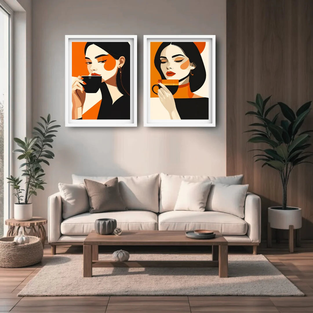 Elegant abstract woman face canvas art with stylish modern design