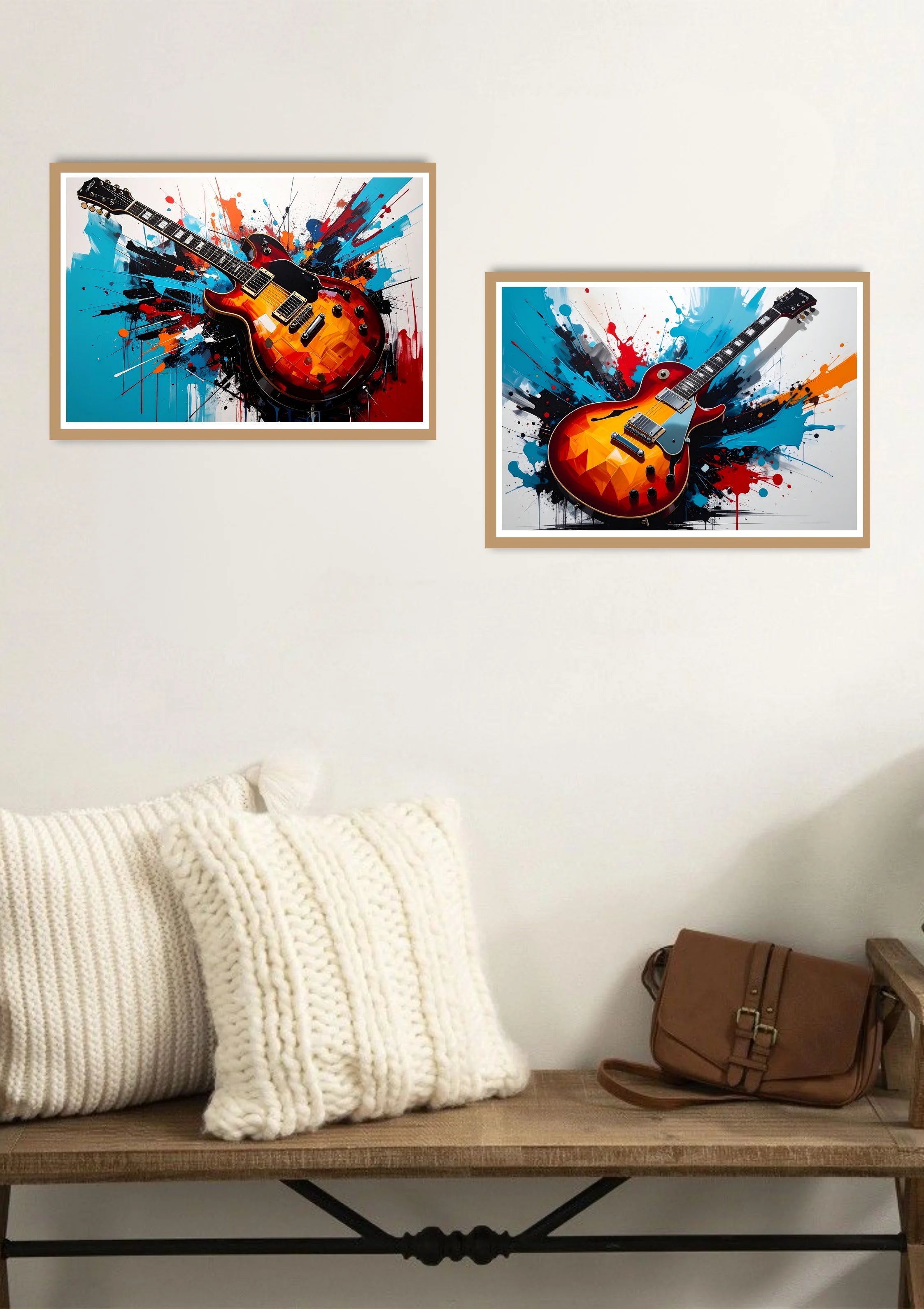 Modern music-inspired painting with dynamic sound splash design