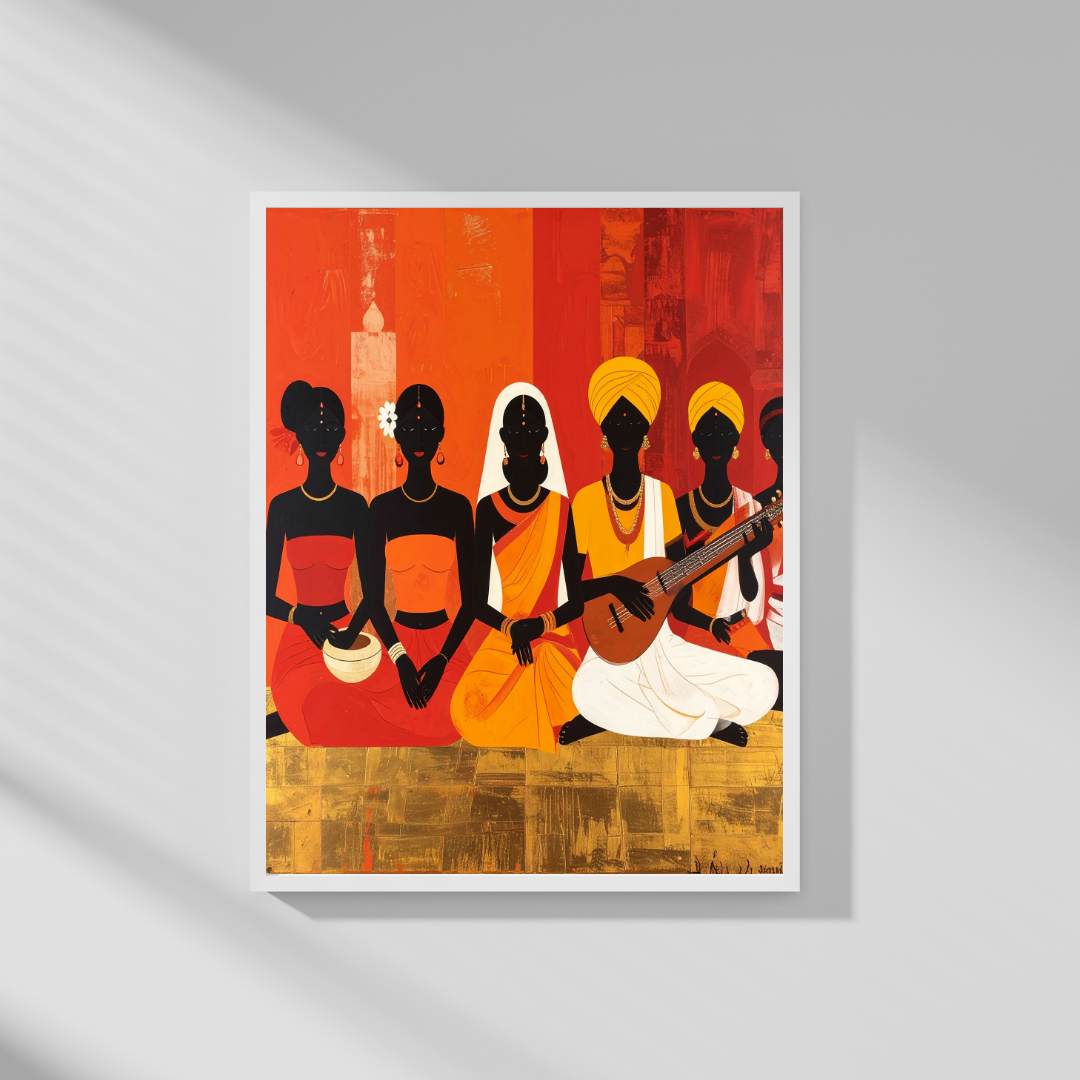 Ethnic tribal group wall art painting for home interior