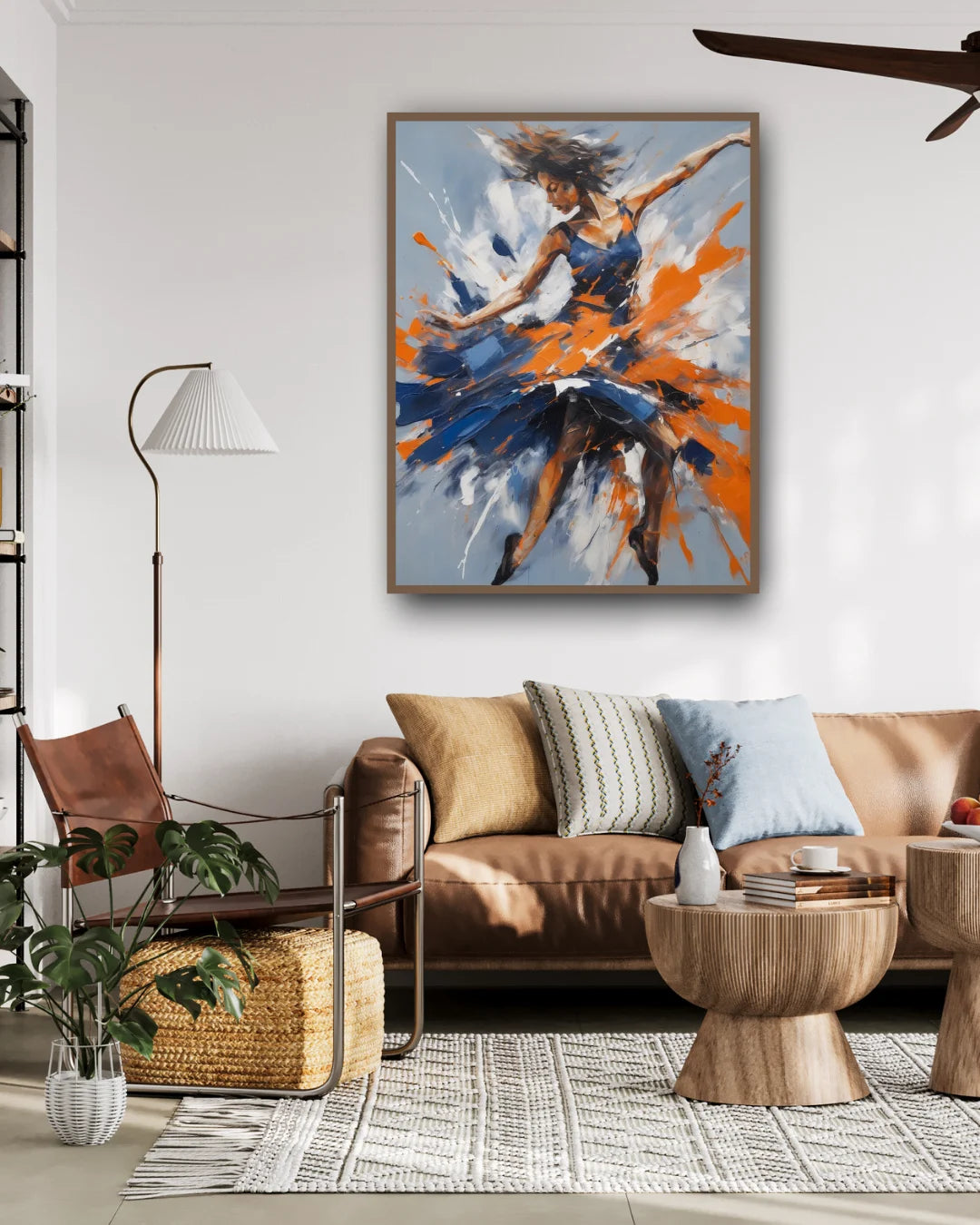 Modern abstract wall art enhancing stylish living room decor