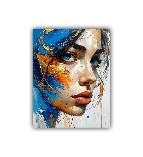 Expressive abstract woman face painting in modern figurative art style