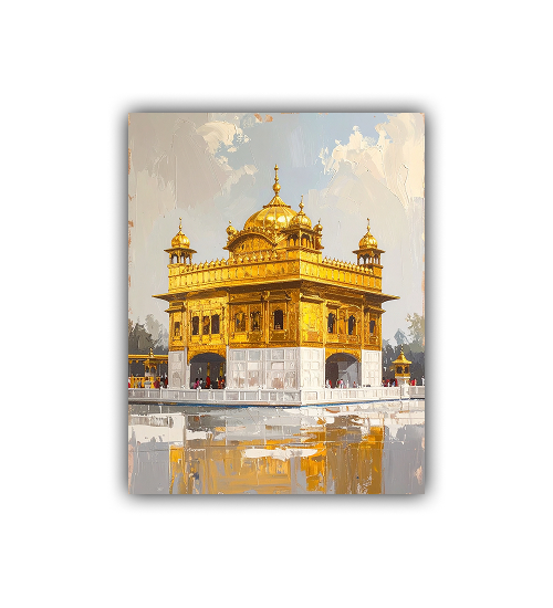 Golden Temple framed canvas wall art painting
