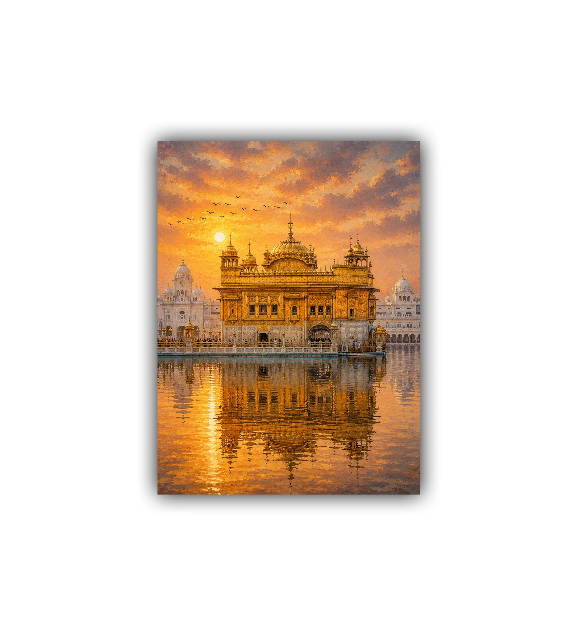 Golden Temple sunset painting wall art canvas