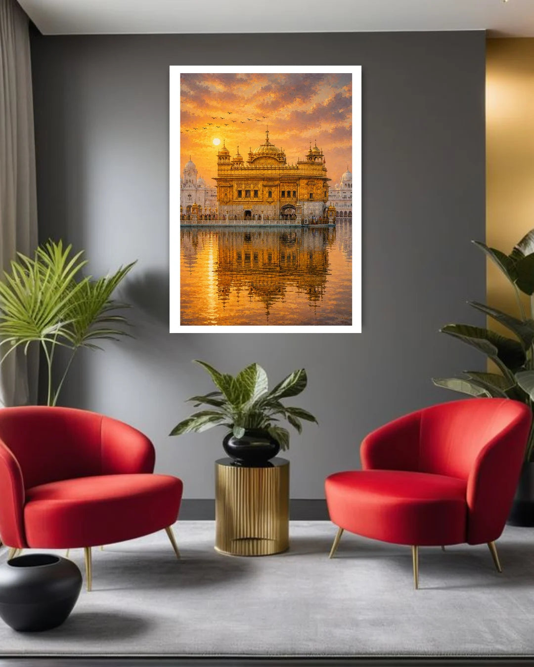 spiritual architecture canvas art with water reflection