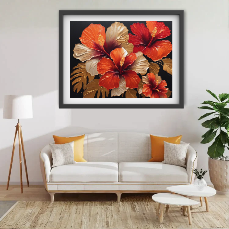 Hibiscus Tropical Flowers - Wall Art Canvas WallArtVibes