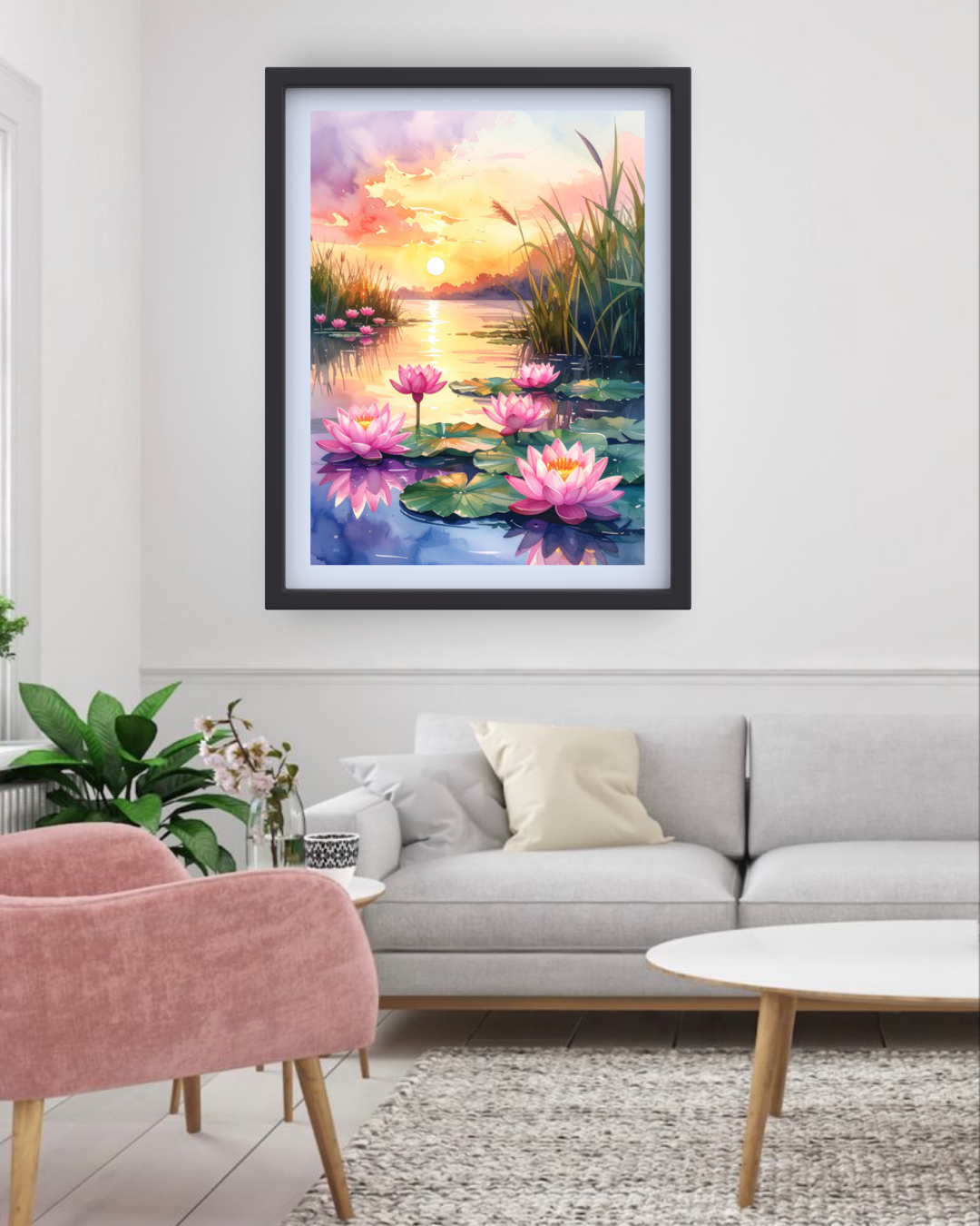Lotus Pond Scene - Wall Art Canvas WallArtVibes