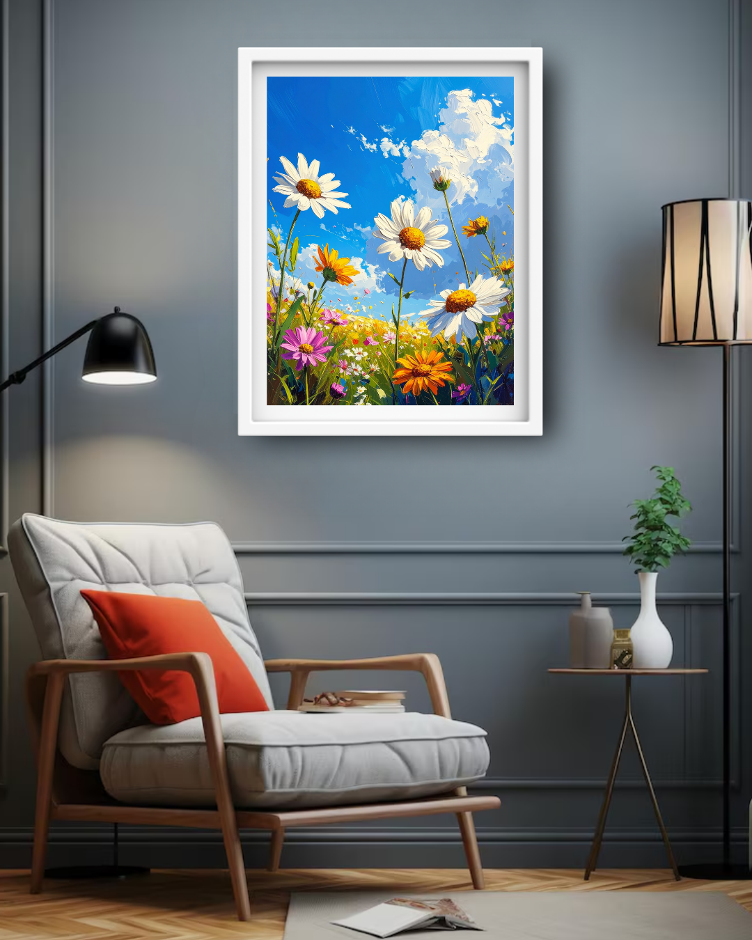 Meadow Radiance: Daisies in the Sun - Wall Art Canvas WallArtVibes