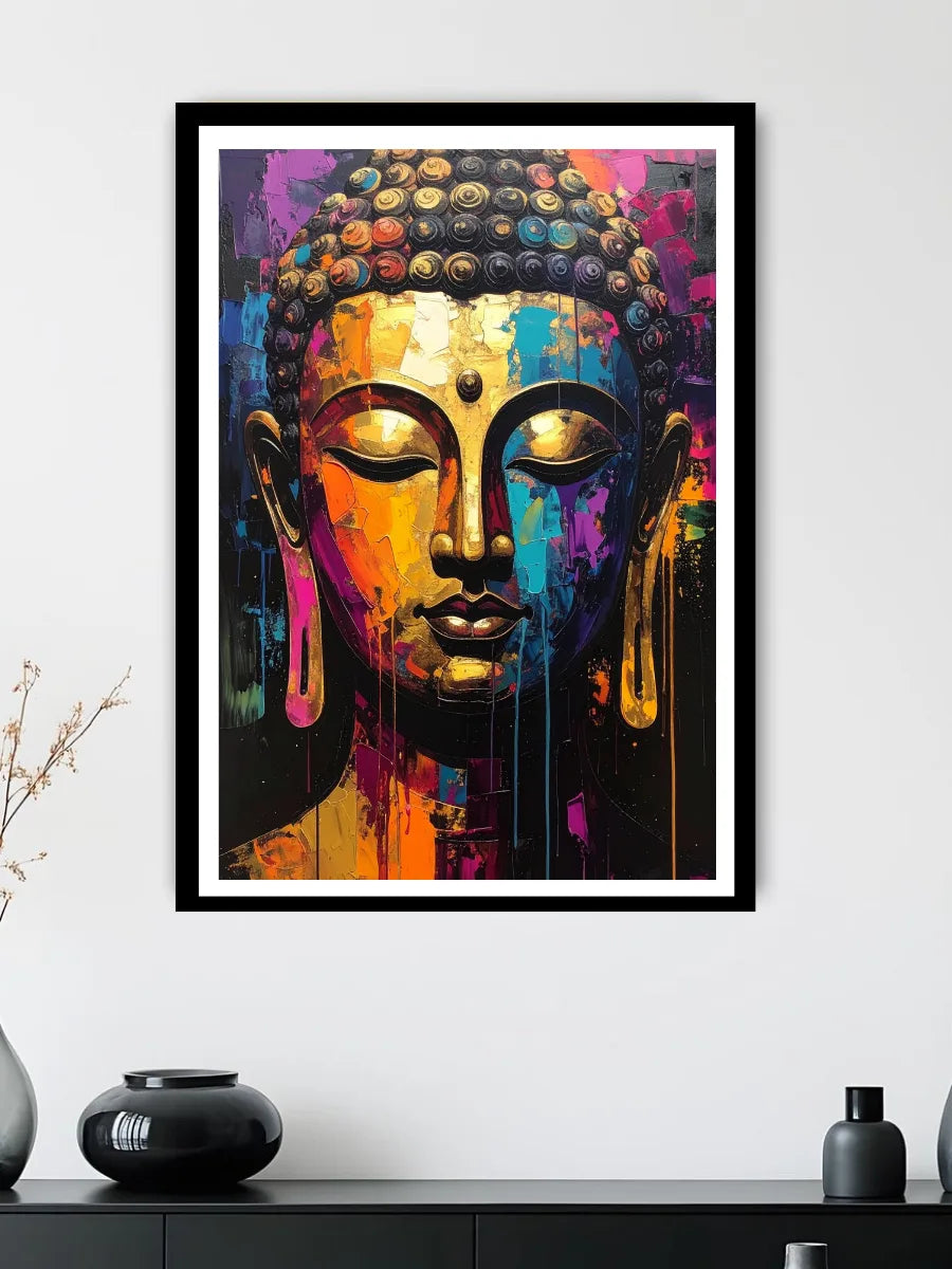 Meditation face modern colorful wall art canvas painting for living room decor
