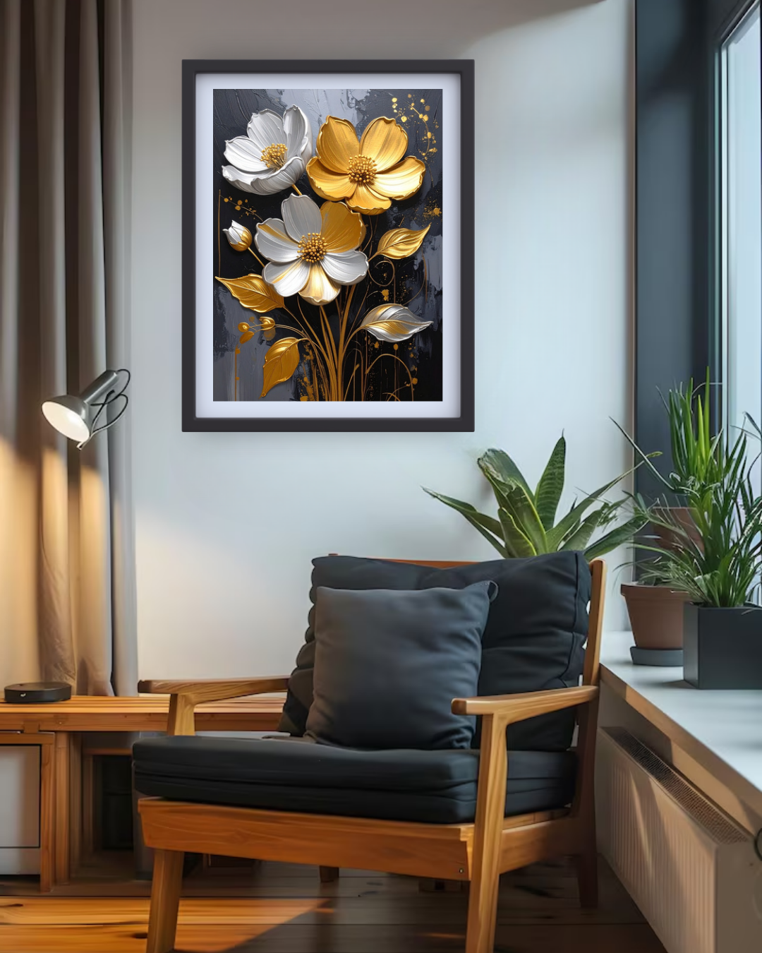 Metallic Floral Bouquet - Wall Art Canvas