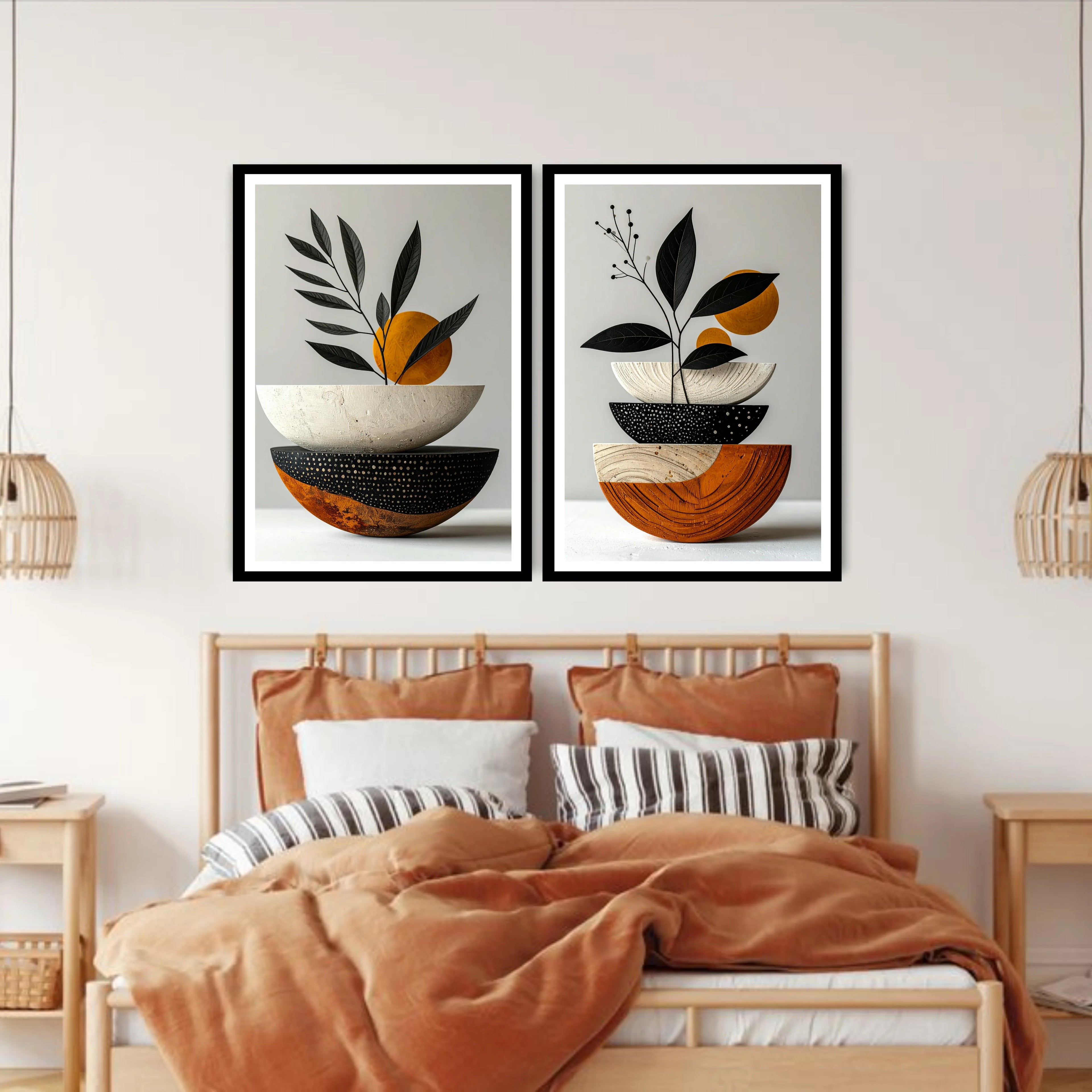 Contemporary botanical wall art prints minimalist design