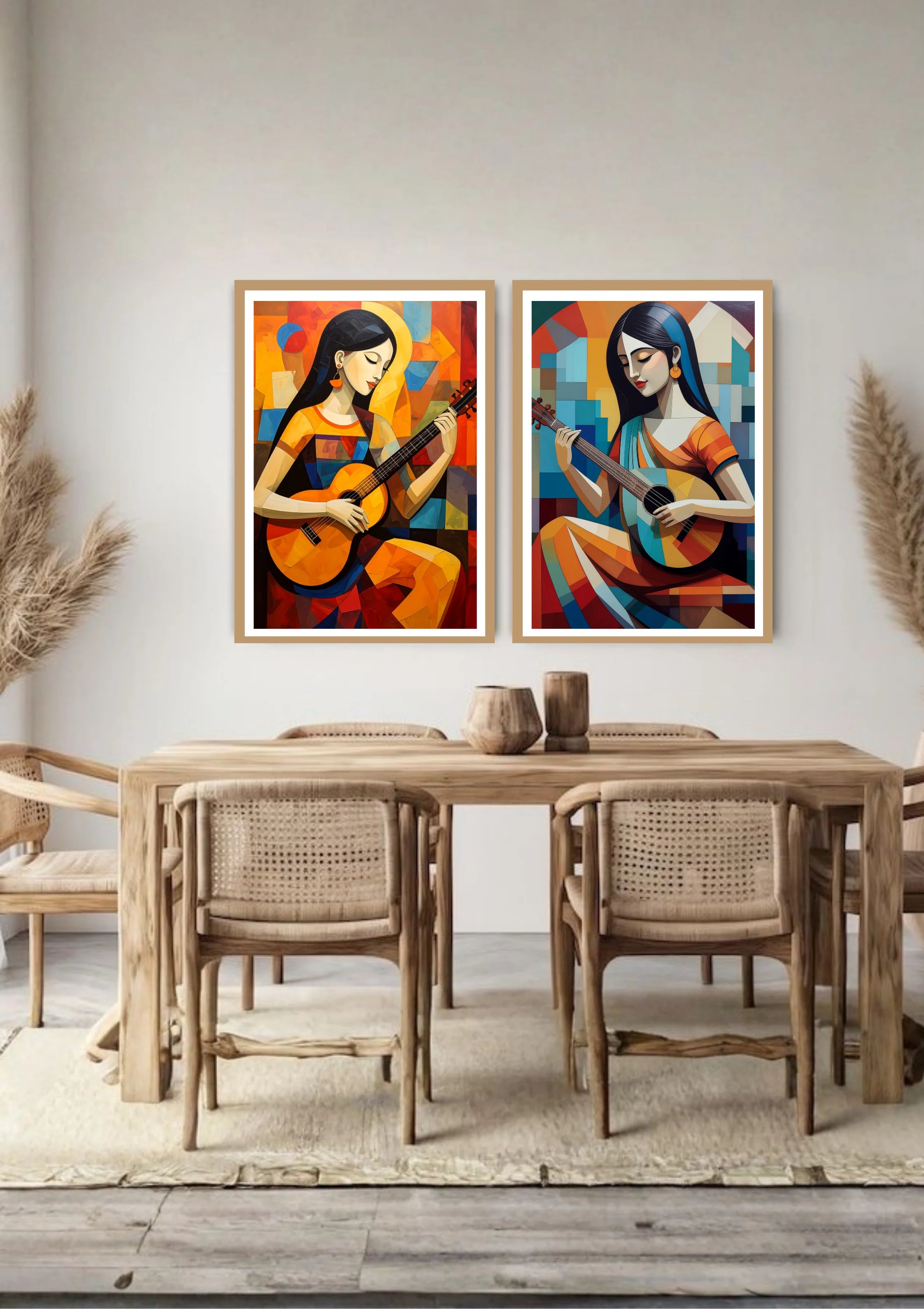 Musical rhythm wall art with expressive musicians