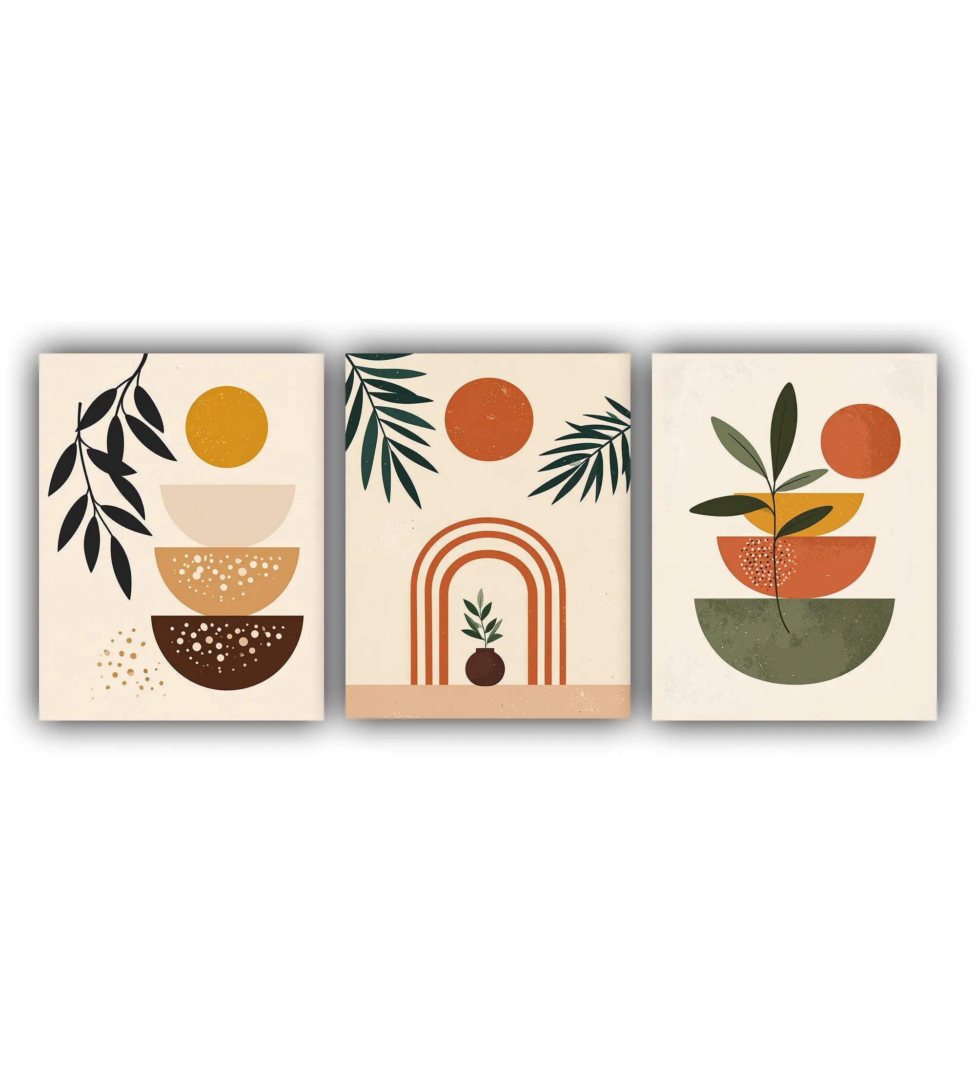 Boho botanical abstract Neutral boho botanical canvas