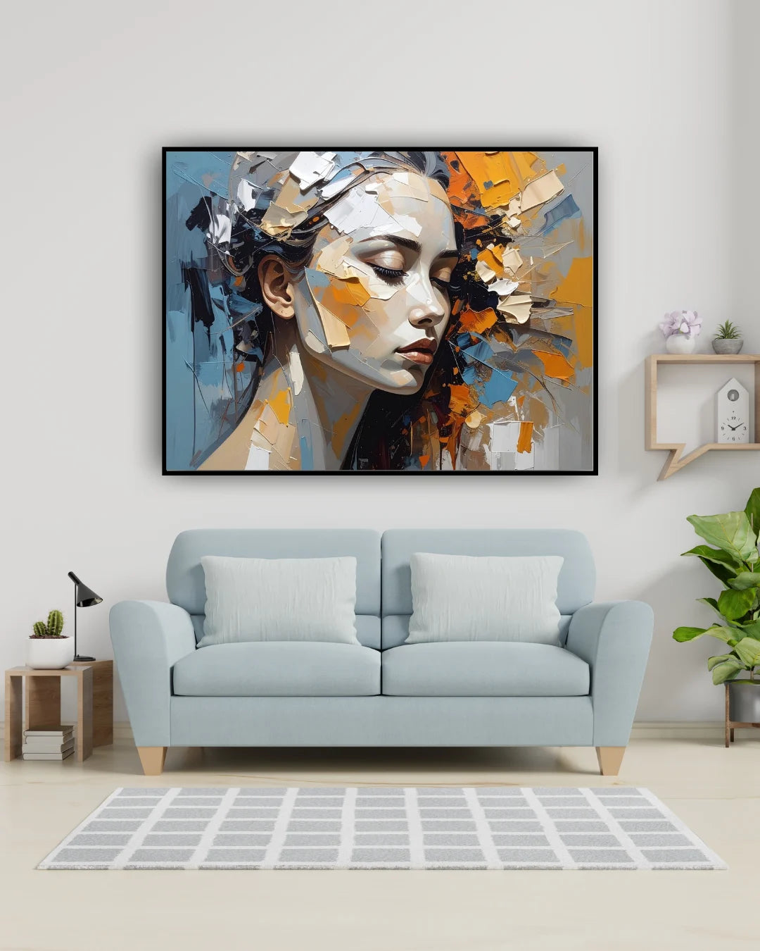Contemporary abstract female portrait wall art for elegant home interiors