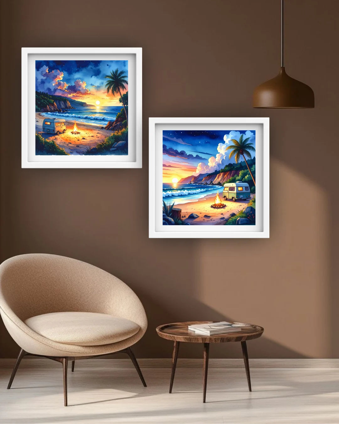 Colorful beach sunset wall art canvas painting