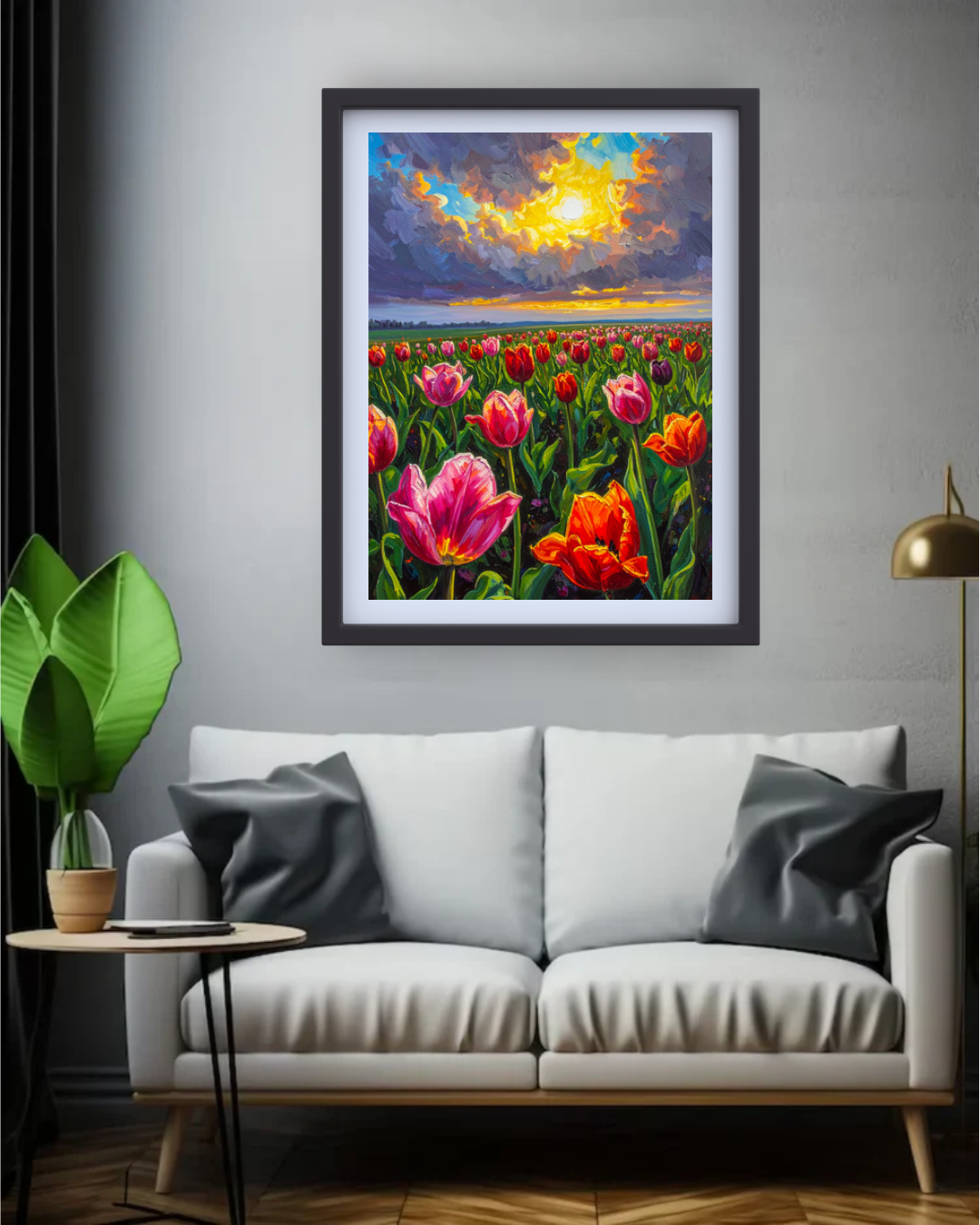 Sunset Tulip Field - Wall Art Canvas