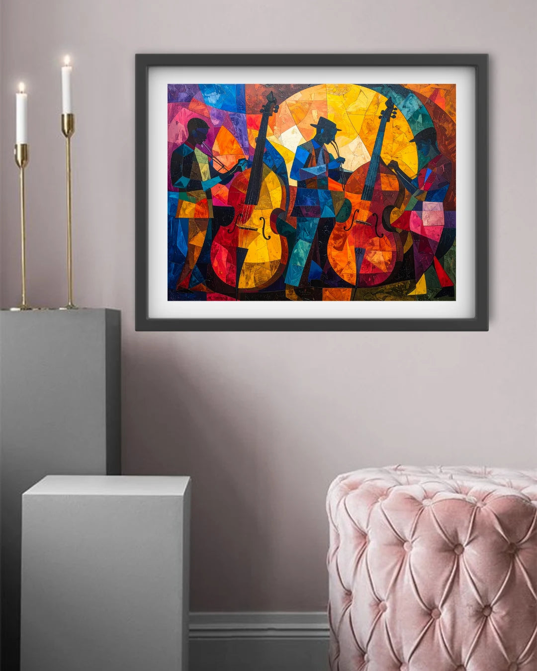 Abstract expression art painting with bold colors for stylish room decor