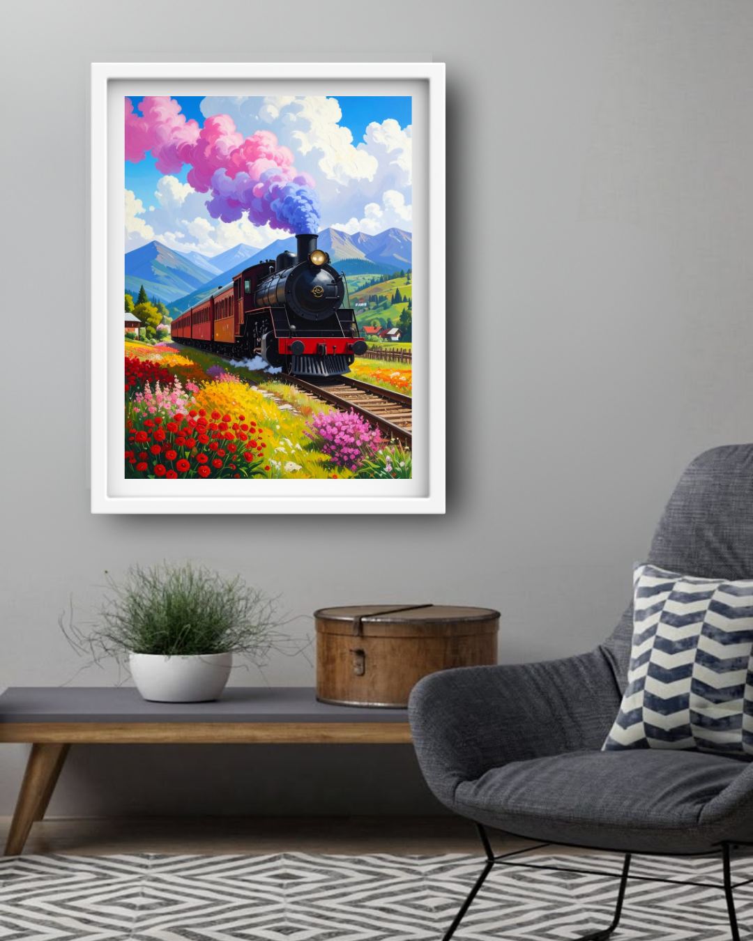Vintage Train Landscape - Wall Art Canvas WallArtVibes