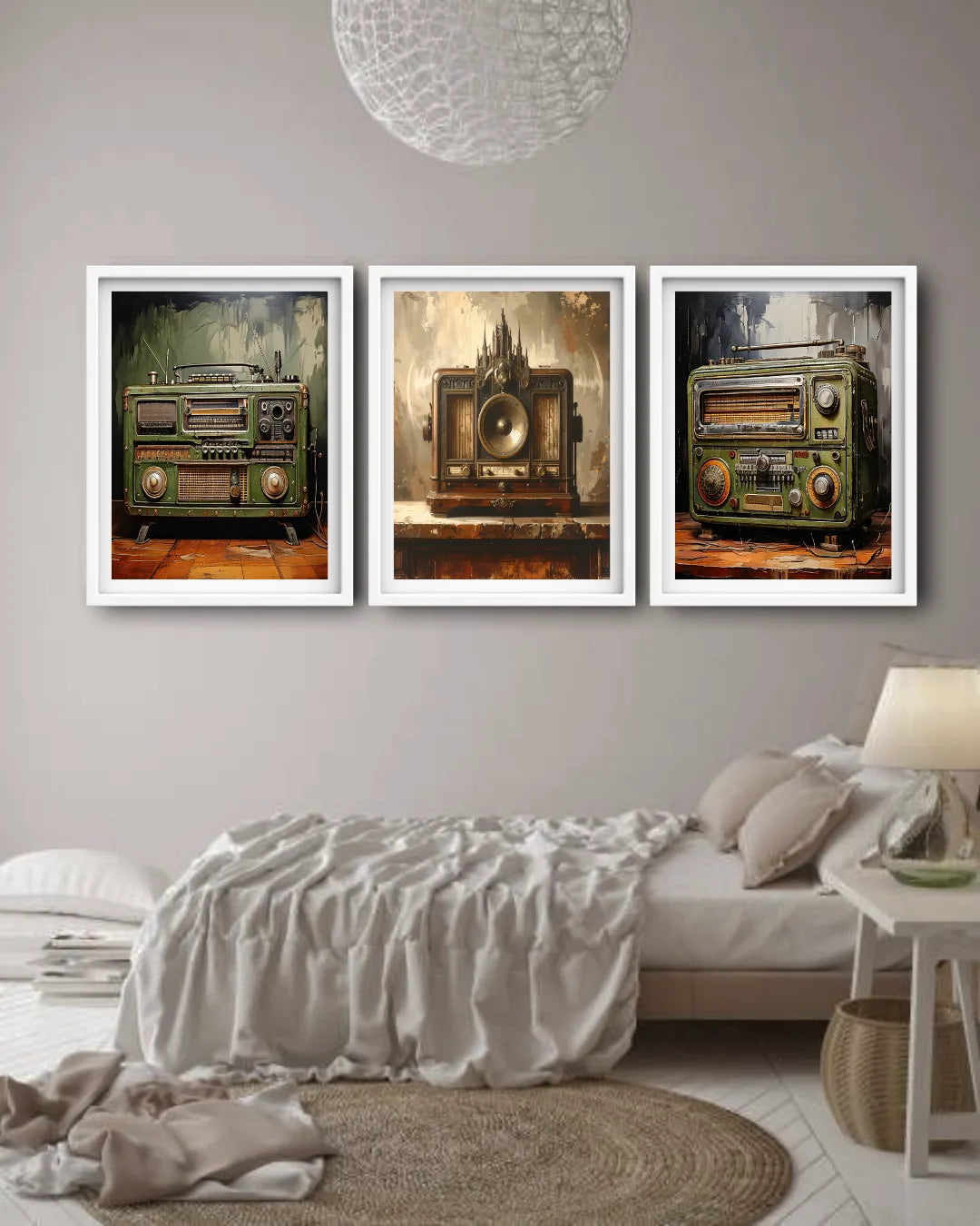 Classic retro radio canvas wall art set