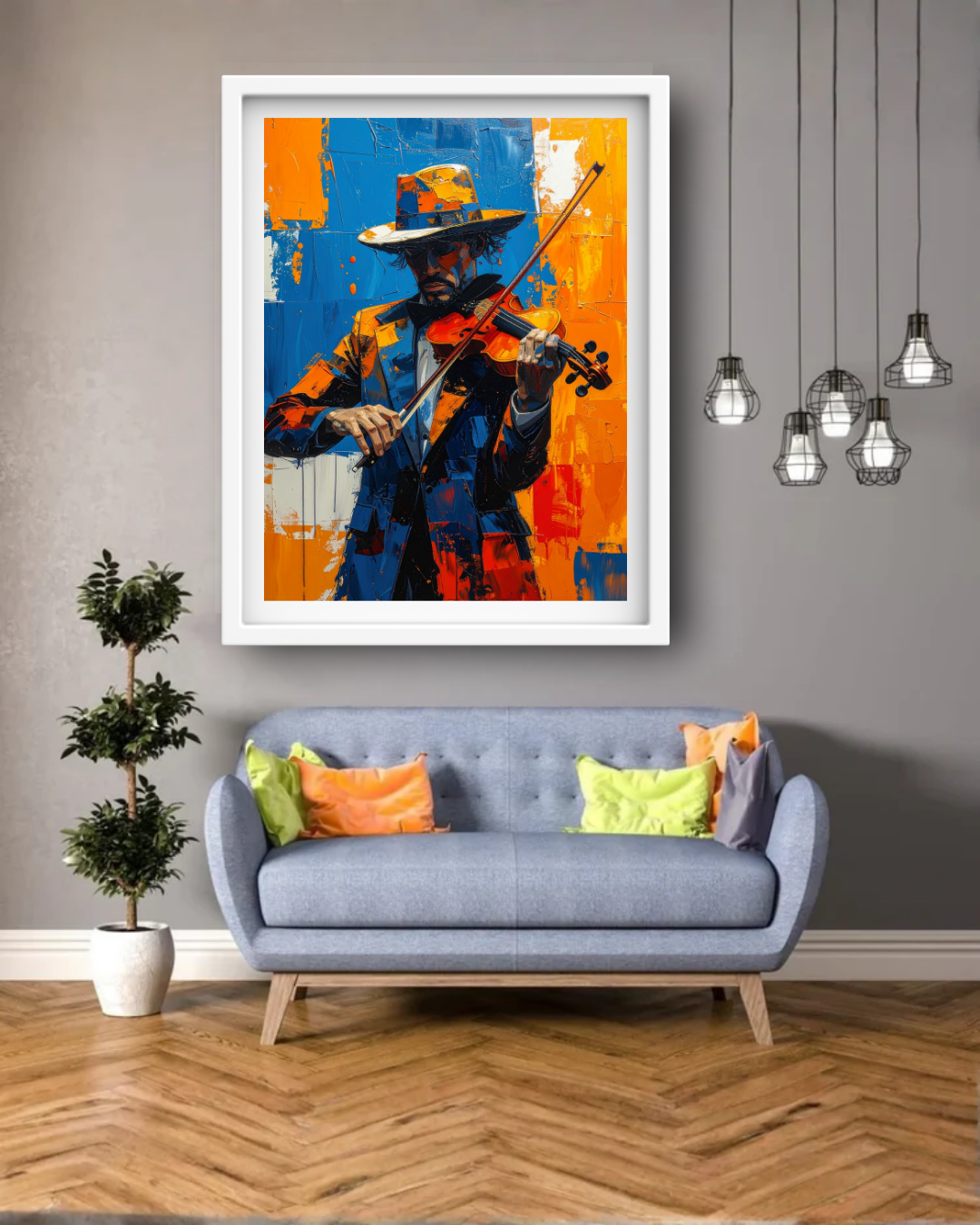 Abstract Violin Player Art - Wall Art Canvas