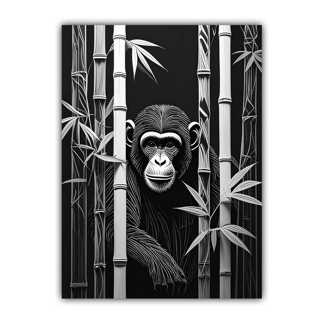 Black & White Gorilla Bamboo – Wall Art Canvas