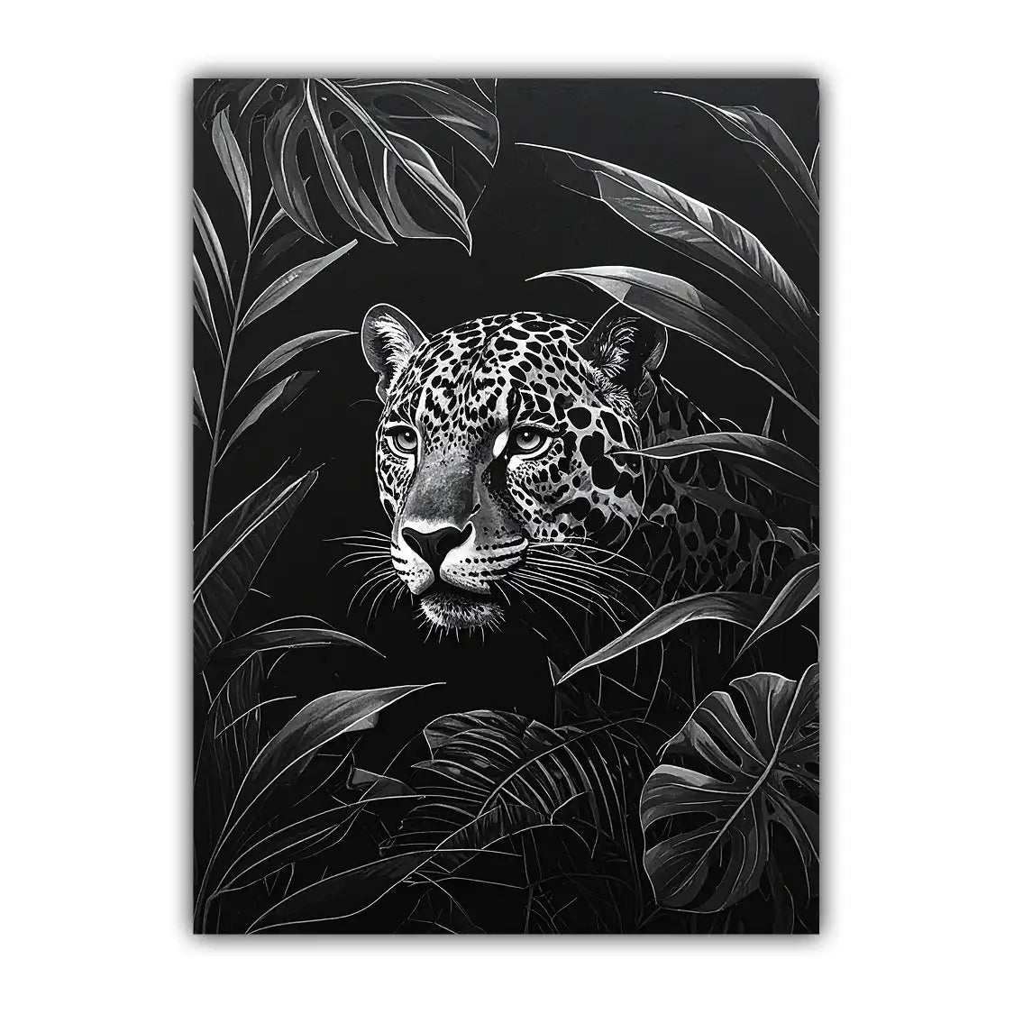 Black & White Leopard in the Jungle – Wall Art Canvas