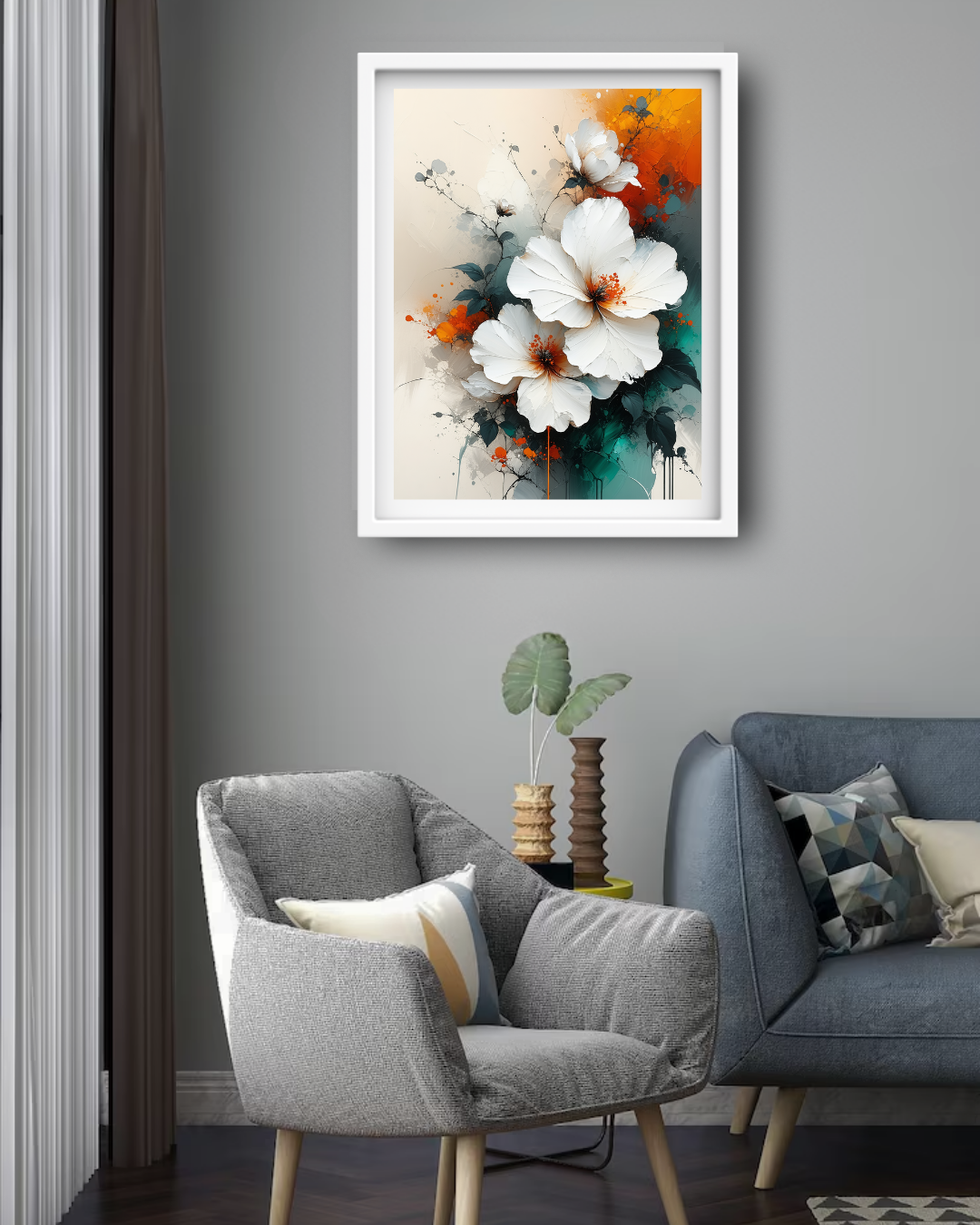 White Hibiscus Harmony - Wall Art Canvas WallArtVibes