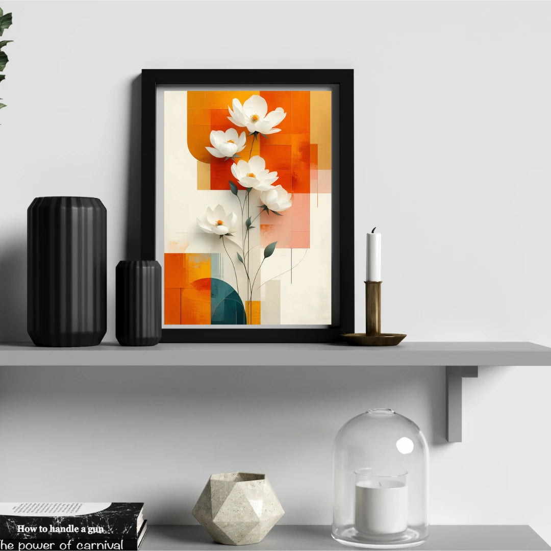 Abstract flower canvas painting for modern wall decor