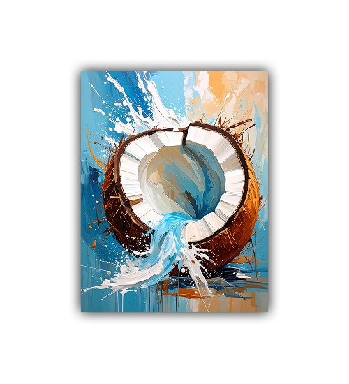 Abstract coconut splash canvas wall art with fresh tropical design