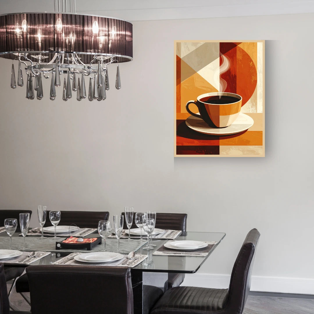 Abstract coffee wall art canvas painting for cafe and restaurant decor