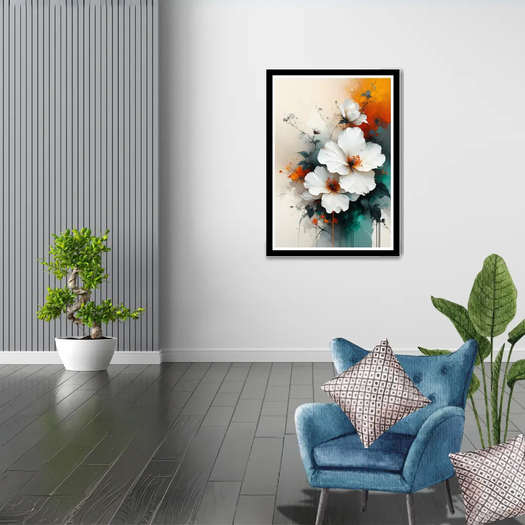 Abstract flower canvas wall art for modern living room decor