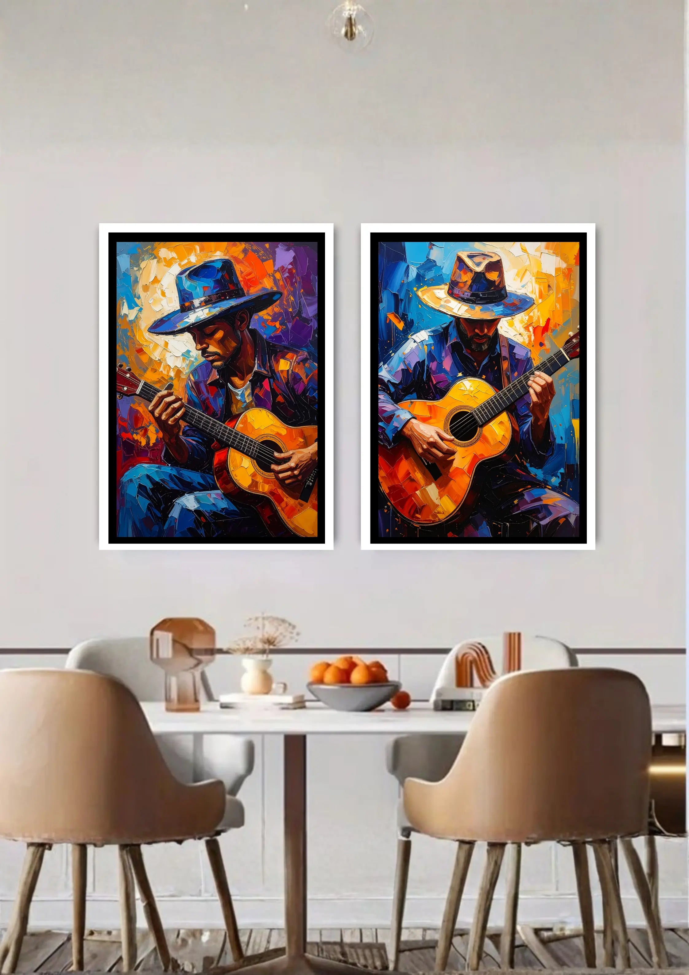 Abstract guitar wall art canvas for modern home interior