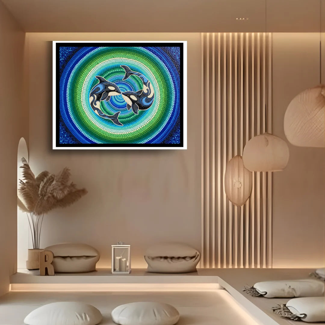 Mandala dolphin art painting for calm and positive home decor