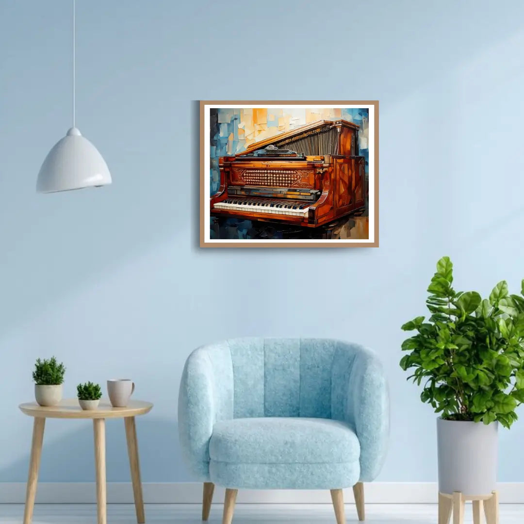Abstract piano canvas wall art modern music painting for living room home decor