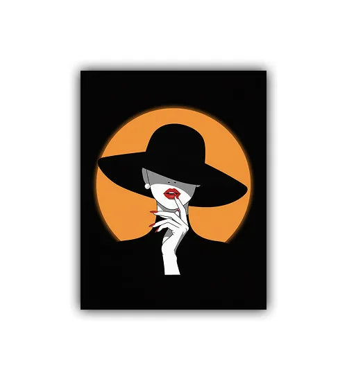 Abstract woman face canvas wall art with minimal illustration style