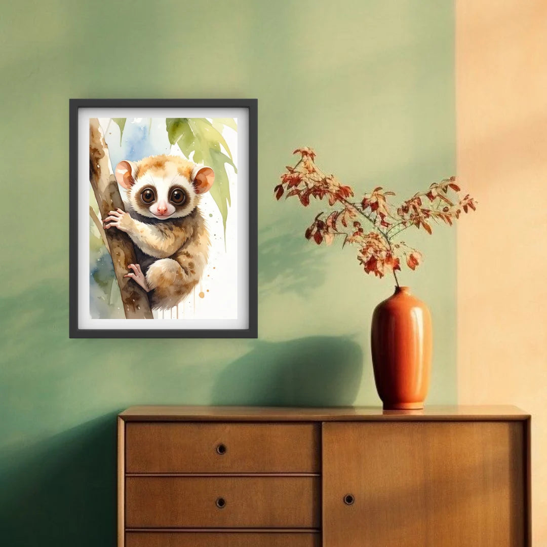 Animal wall decor slow loris canvas painting for home interior