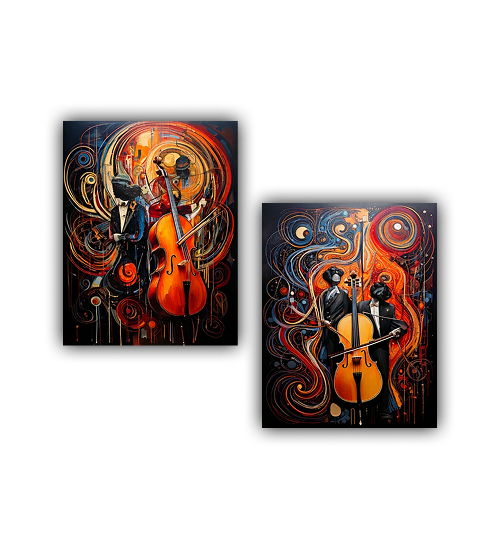 Artistic music canvas wall art set of 2 abstract classical musician artwork