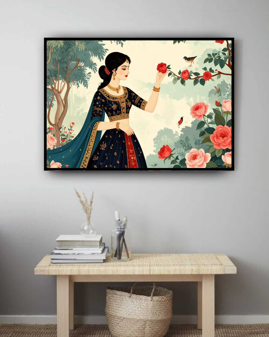 Artistic woman canvas wall art for modern home interior decor