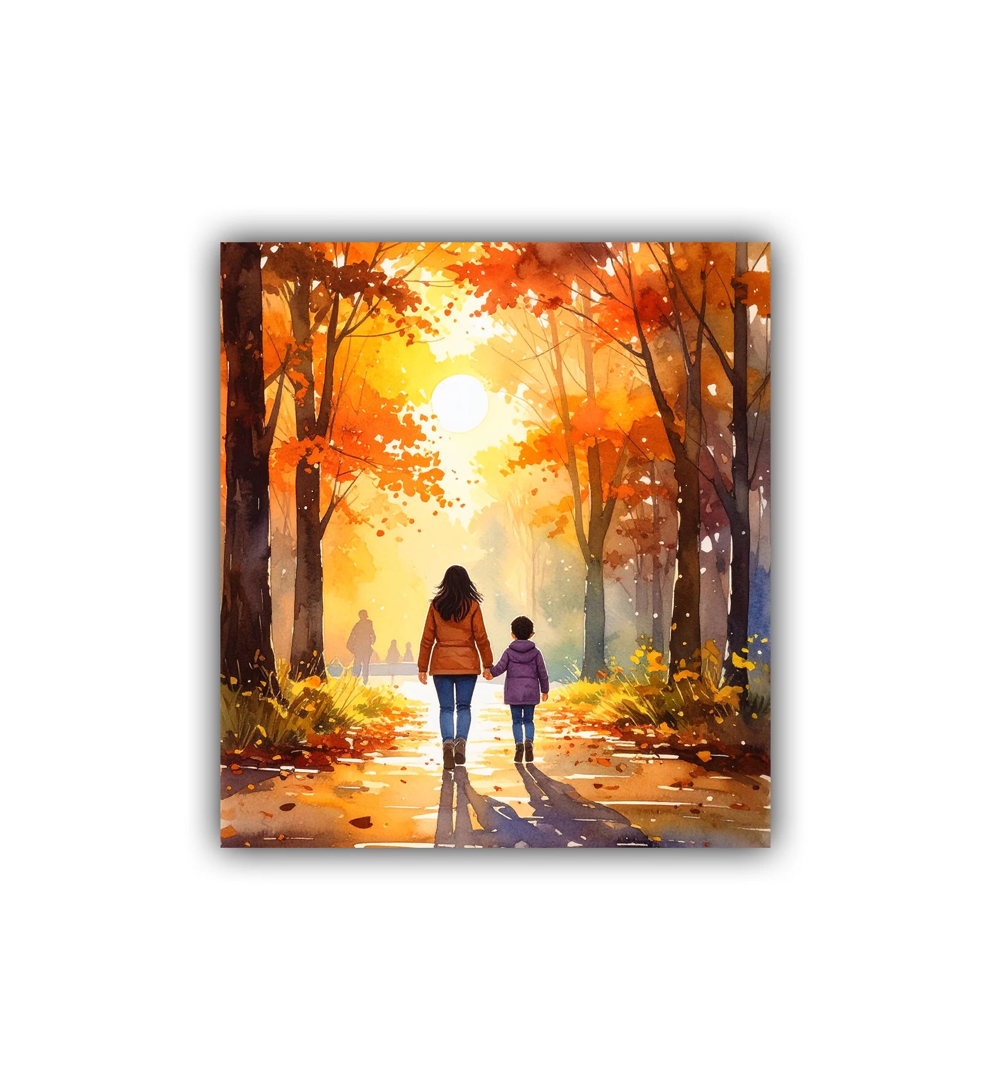 autumn mother child wall art canvas emotional painting