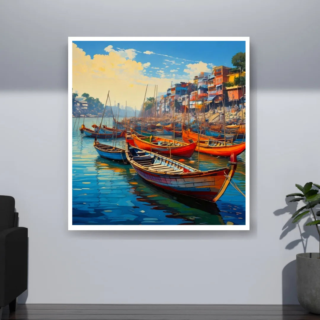 Colorful Boats: Morning on the Ganges