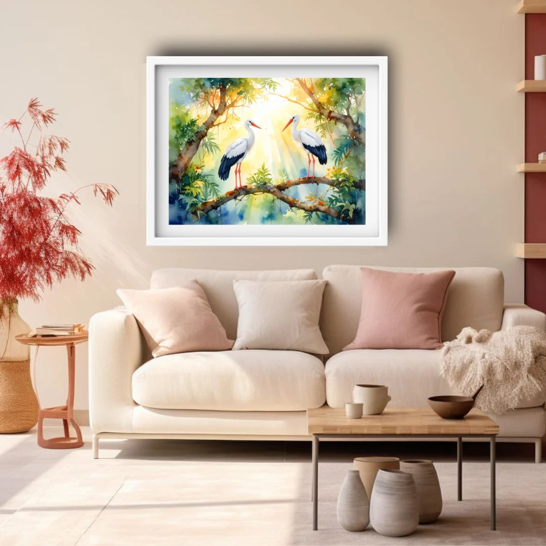 Birds canvas wall decor for modern living room interior