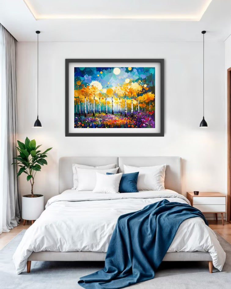 Abstract Colorful Forest Landscape - Wall Art Canvas WallArtVibes