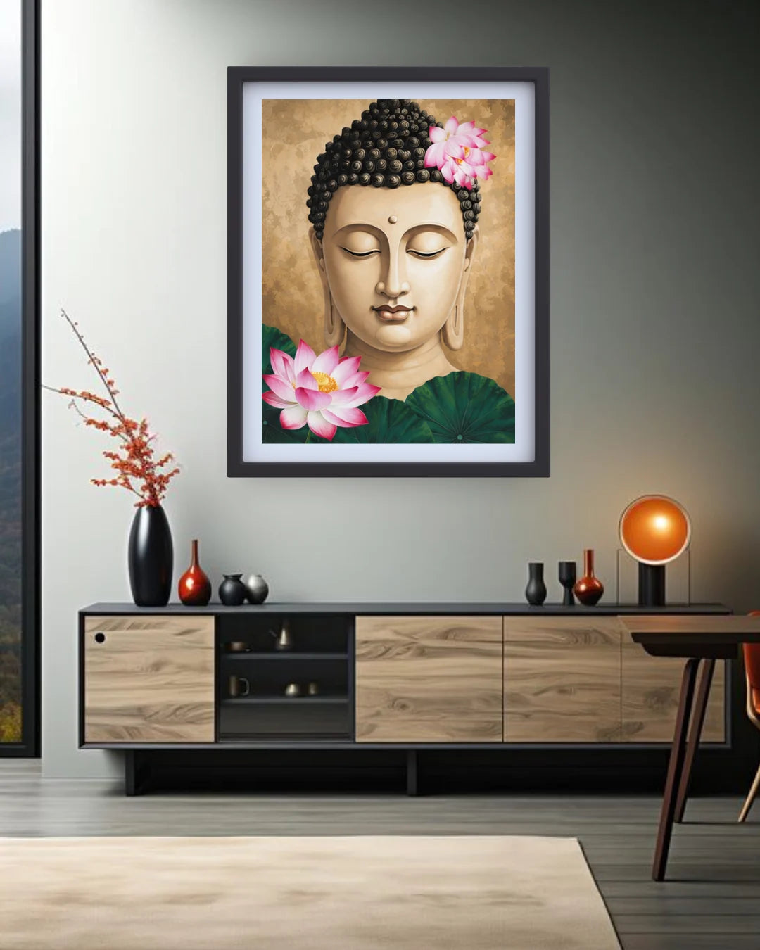 Buddha flower wall art canvas elegant design