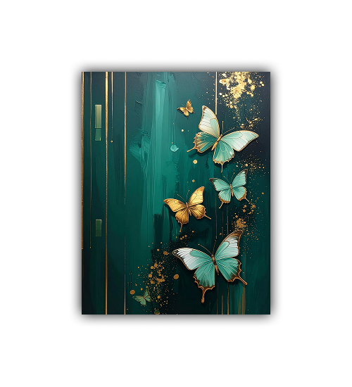 Butterfly nature wall art canvas painting in vertical design