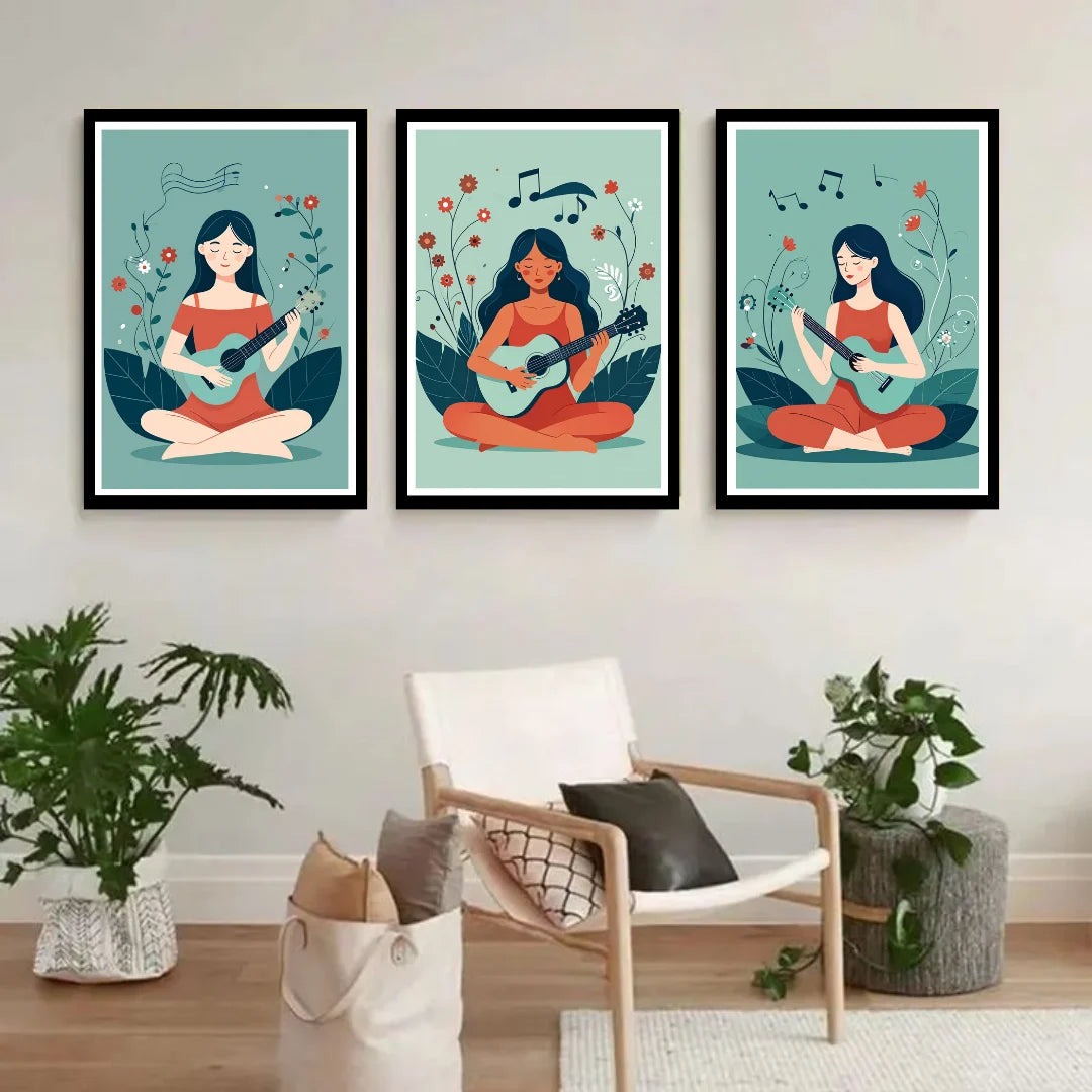Calm illustration canvas wall decor for peaceful living room interior