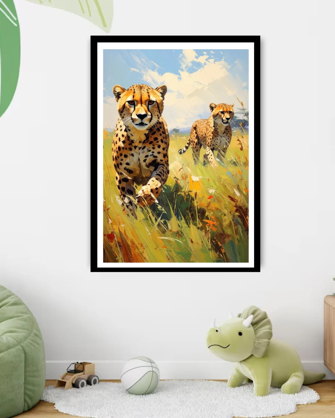 cheetah cubs wall art canvas in kids room decor