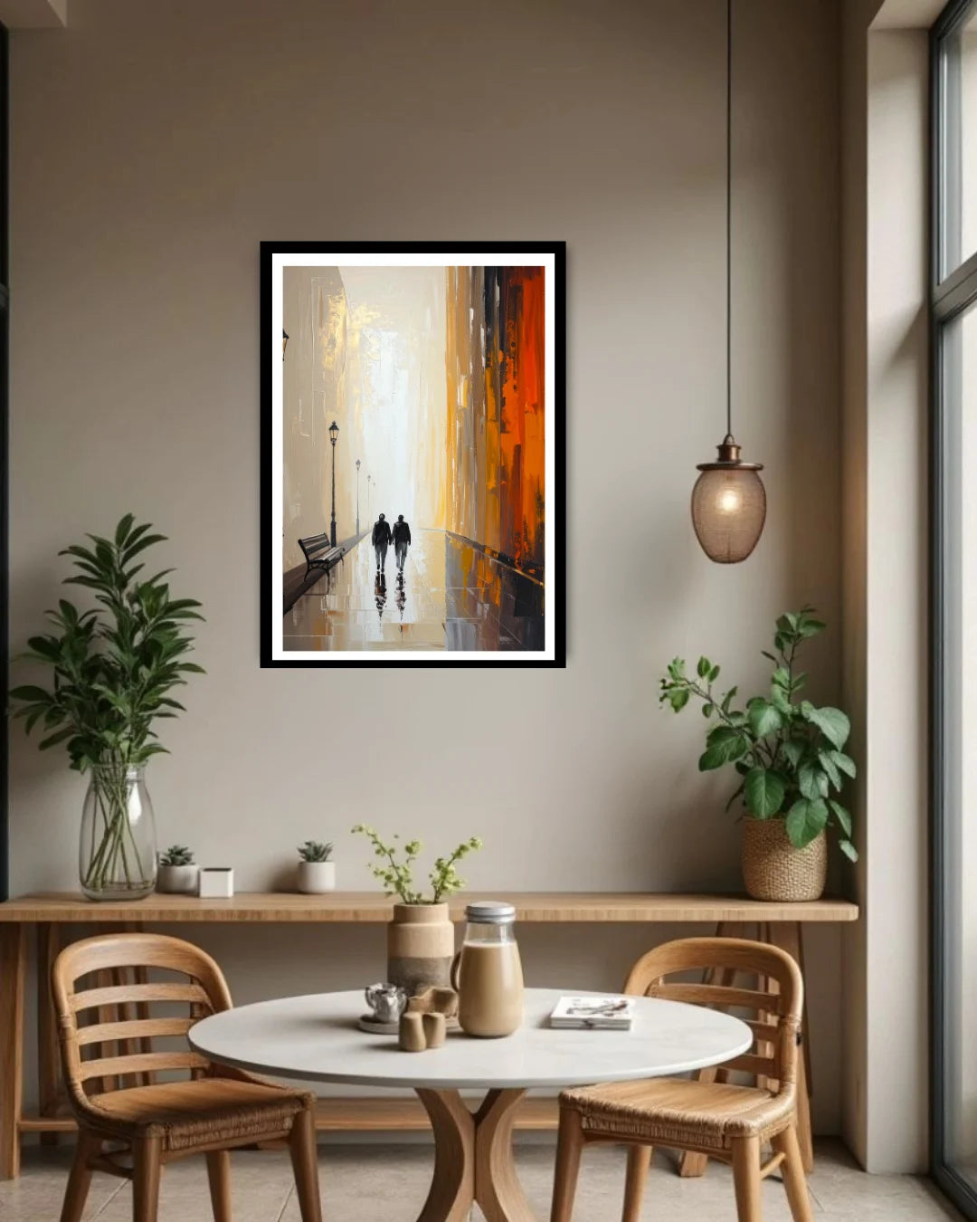 minimal city wall art canvas in modern home decor setup
