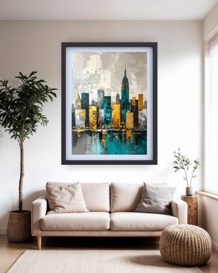 cityscape wall art canvas in modern home decore