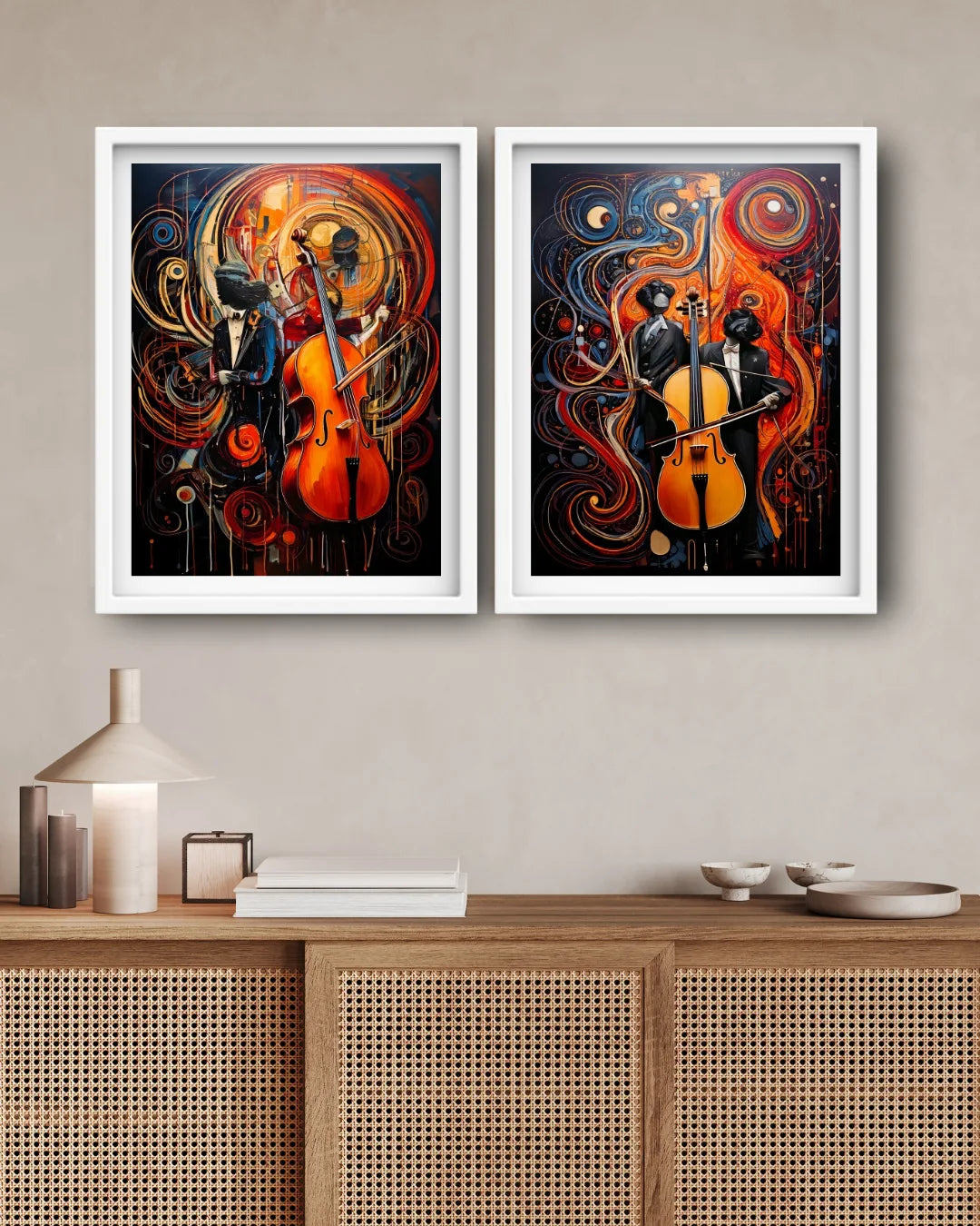 Classical musician canvas wall art set of 2 elegant music painting for home decor