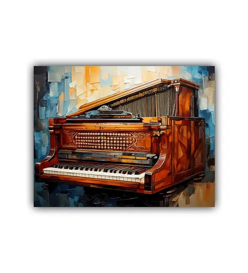 Colorful abstract piano canvas painting modern wall art for home and studio