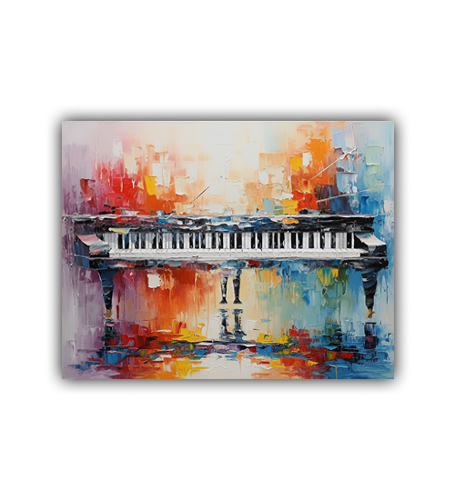 Colorful piano wall art canvas painting with music theme design